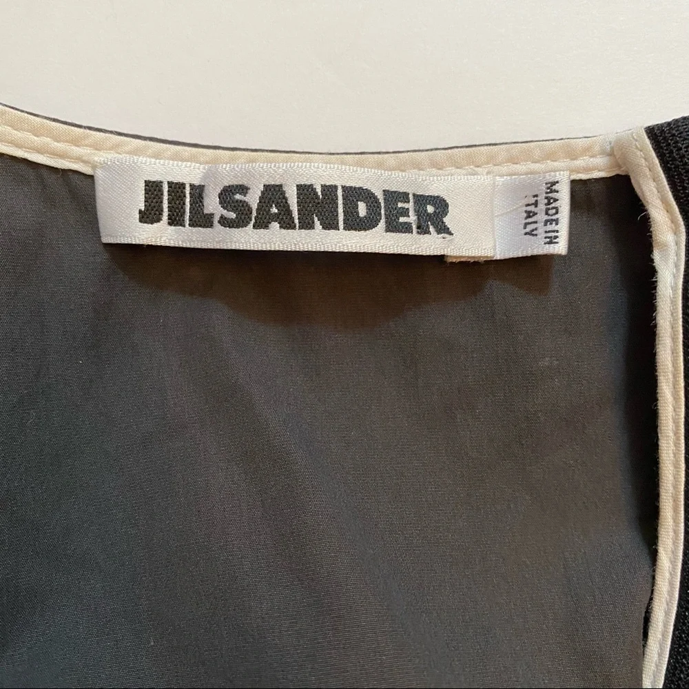 JIL SANDER DRESS SHIFT SLEEVELESS SCOOP NECK GRAY BOW Size 4 ITALY 36